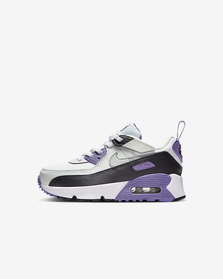 Nike Air Max 90 EasyOn 幼童易穿脱运动鞋 - 白色/暗紫/尘光子色/浅烟灰