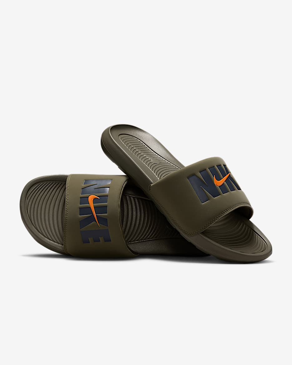 Nike Victori One SE 男子拖鞋 - 中橄榄绿/亮橙色/煤黑