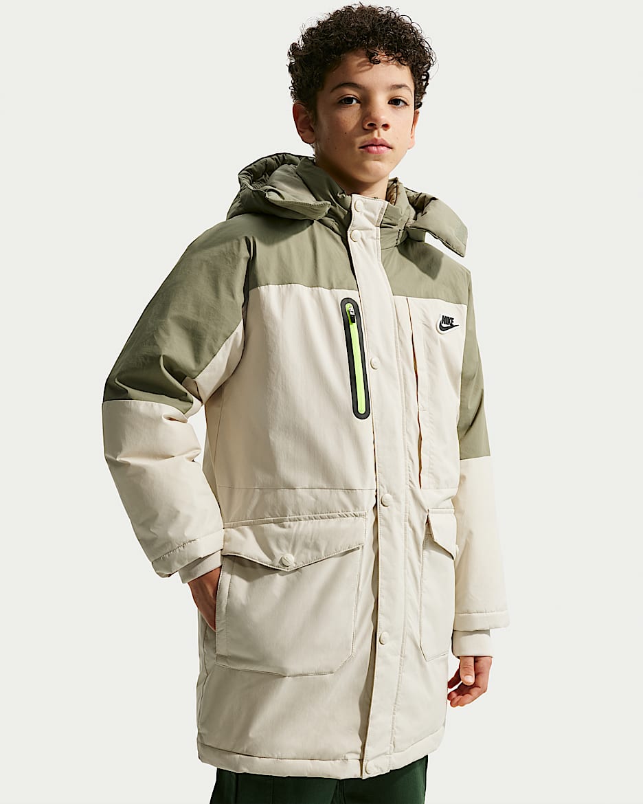 Nike 大童三防羽绒中长款夹克 - 浅土褐
