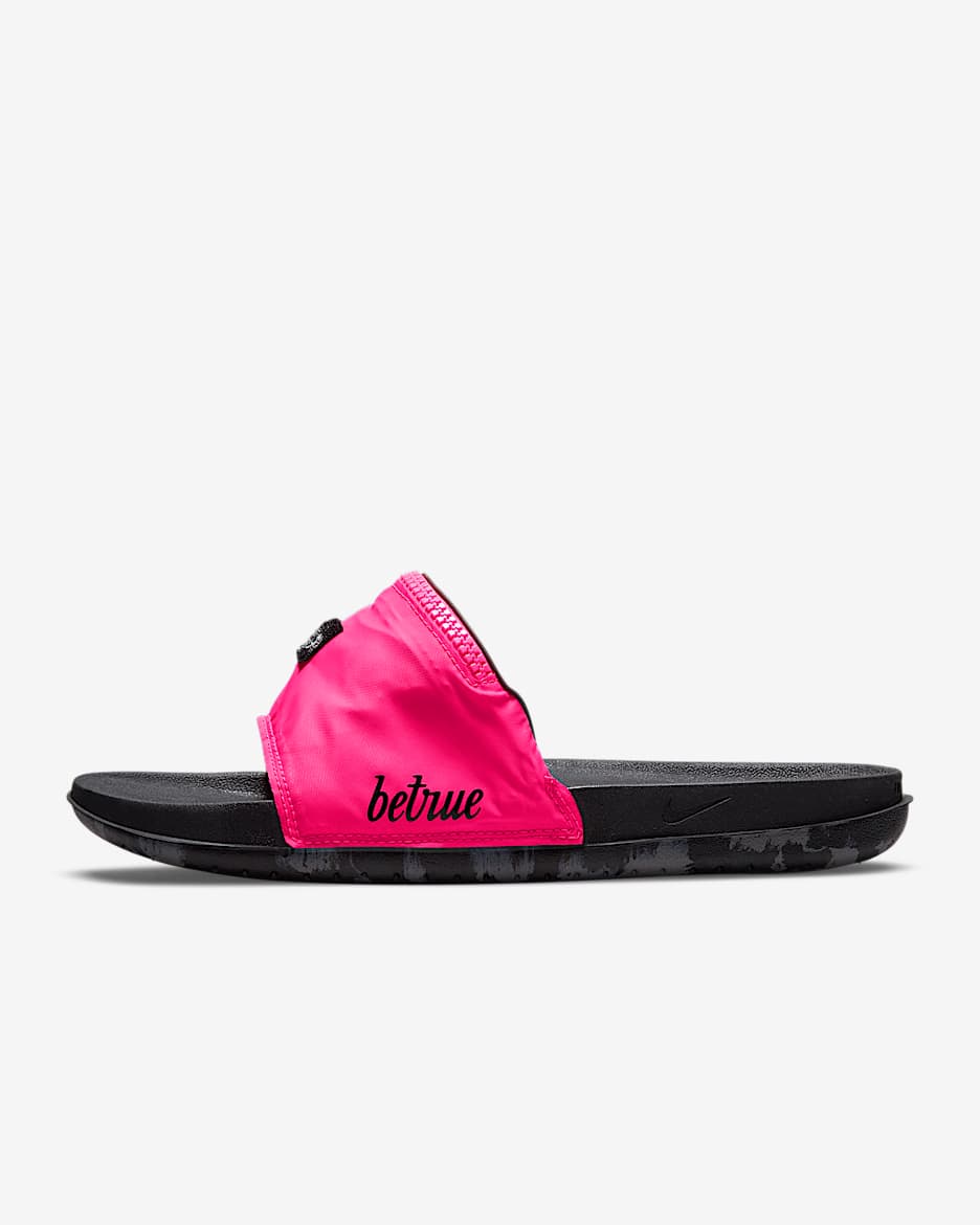 Nike Offcourt Slide FP BT 男子拖鞋 - 透明粉/黑/粉蓝/白色