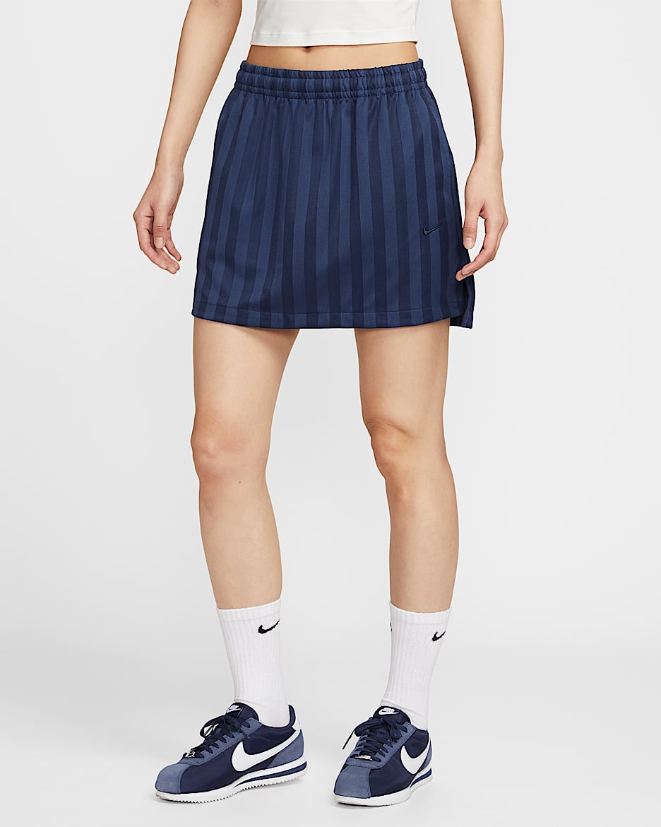 Nike Sportswear 女子提花条纹半身裙 - 深藏青/黑曜石色