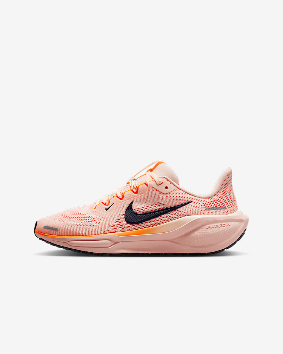 Nike Pegasus 41 耐克小飞马大童体考公路跑步鞋 - 浅深红/水洗珊瑚红/荷兰橙/铁架黑