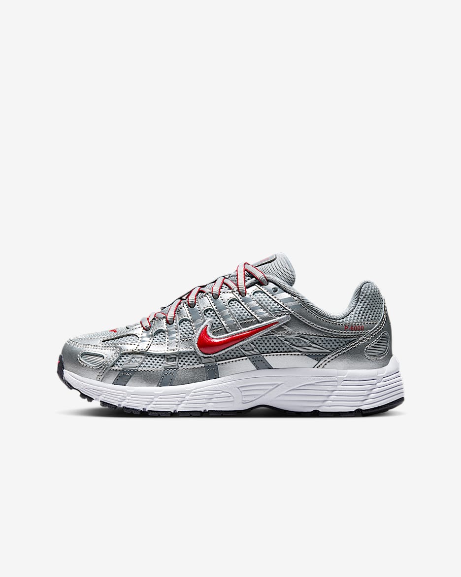 Nike P-6000 复古跑鞋风大童运动鞋 - 金属银/银/冷灰/健身红
