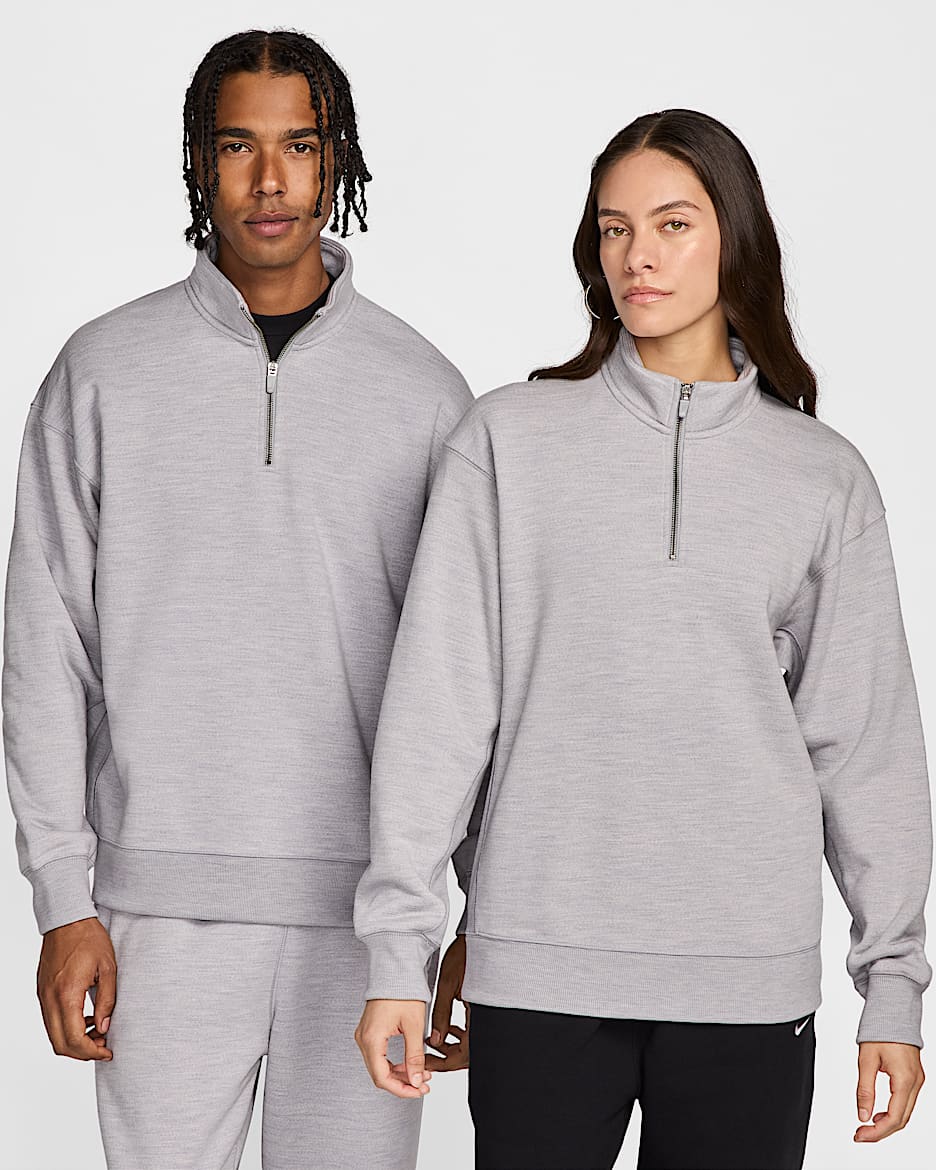 Nike Wool Classics 男/女 1/4 拉链开襟上衣 - 亚银/调色