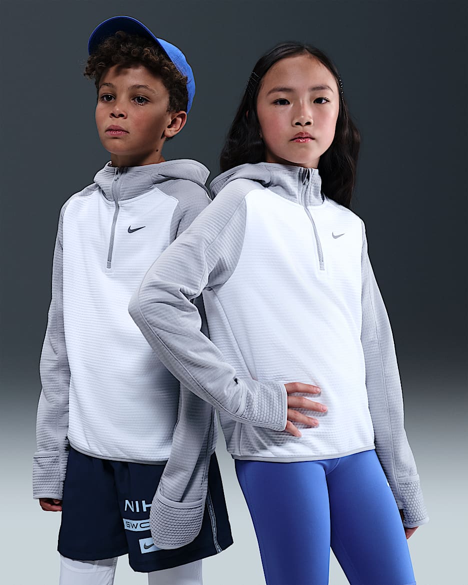 Nike Therma-FIT 大童加绒上衣 - 白色/浅烟灰