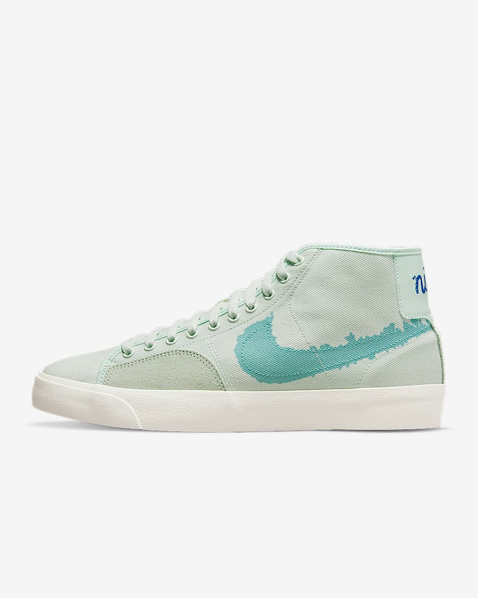Nike SB BLZR Court Mid PRM 男子滑板鞋 - 微绿/微绿/帆白/滑板蓝