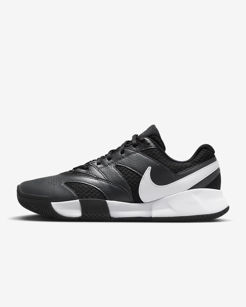 NikeCourt Lite 4 男子硬地球场网球鞋 - 黑/煤黑/白色