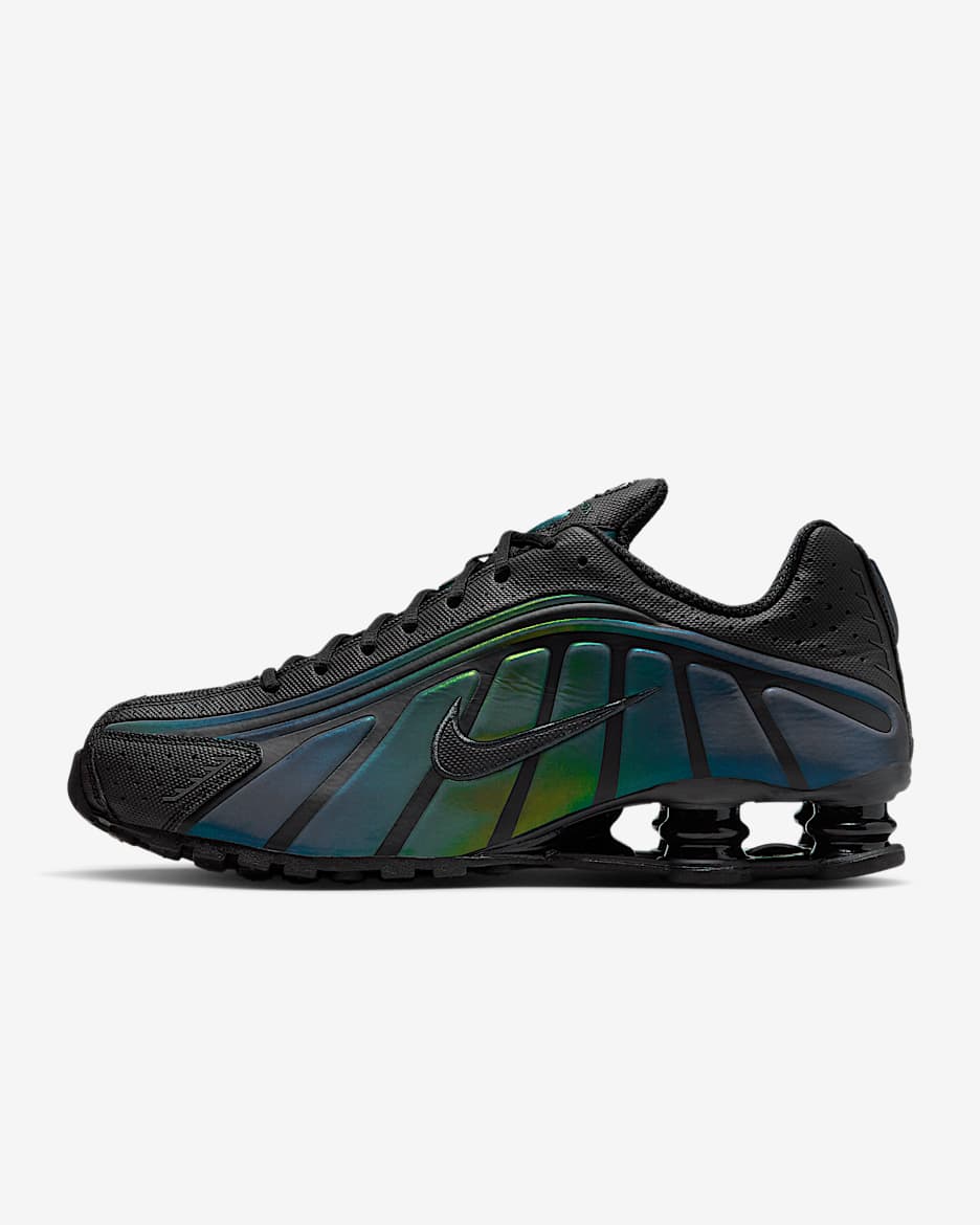 Nike Shox R4 SE 男子反光装饰气柱运动鞋 - 黑/海藻绿/浅柠檬黄/黑