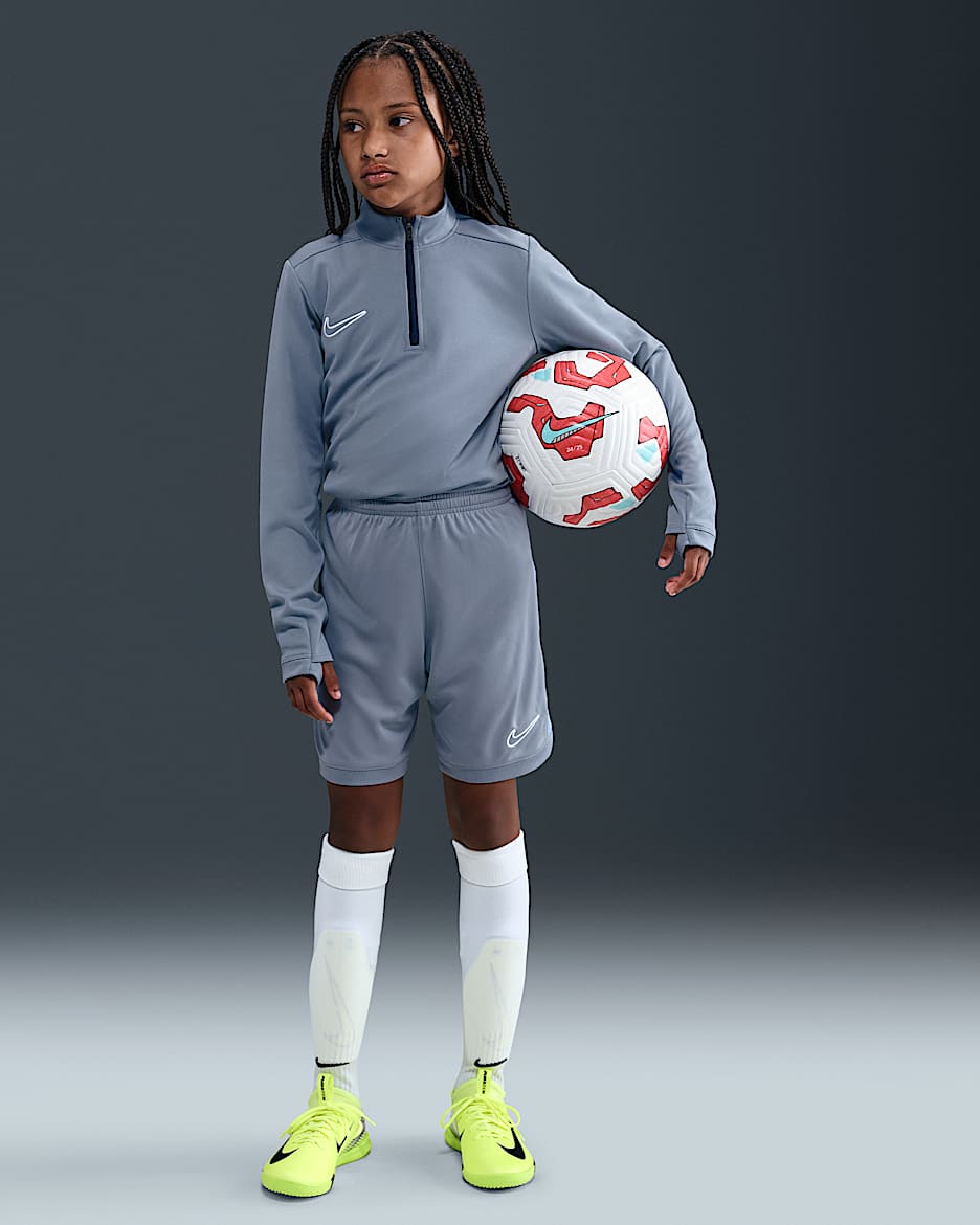 Nike Academy Dri-FIT 大童速干足球短裤 - 灰石板蓝/狂喜钴蓝/白色