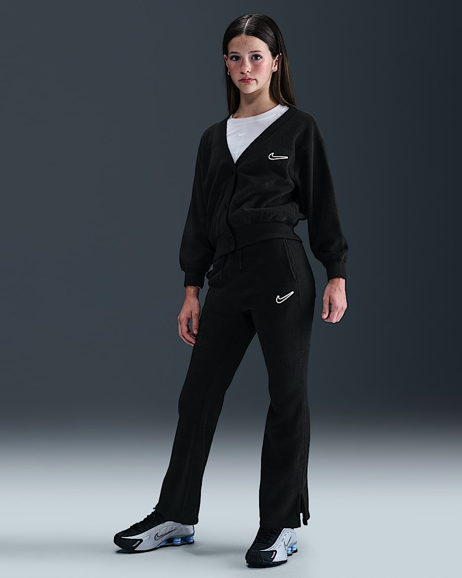 Nike Sportswear 大童（女孩）加绒长裤 - 黑/白色