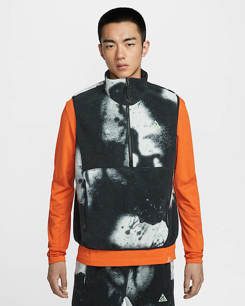 Nike ACG "Wolf Tree" 男子摇粒绒图案马甲 - 煤黑/黑/山峰白