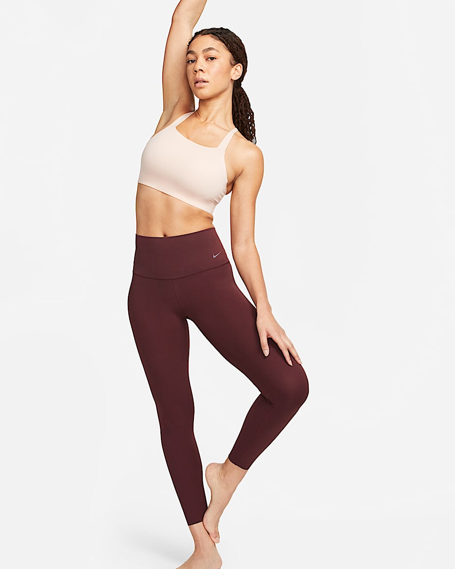 Nike Zenvy 女子低强度包覆速干柔软高腰九分紧身裤 - 鲜亮勃艮第酒红/黑