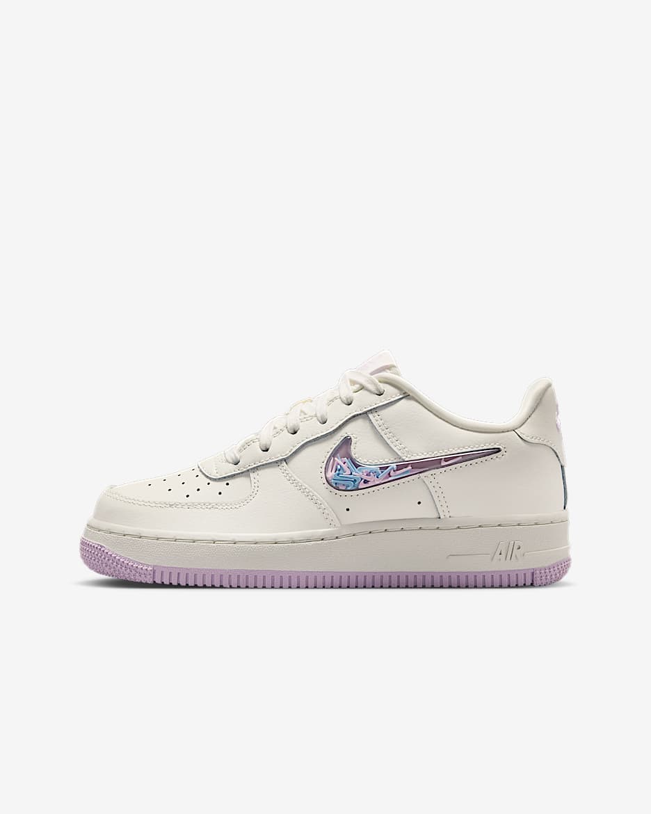 Nike Air Force 1 LV8 3 大童空军一号运动鞋 - 帆白/帆白/天青石蓝/粉紫