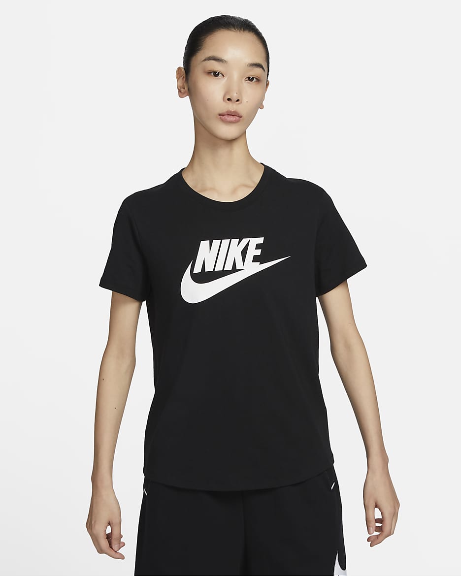 Nike Sportswear Essentials 女子印花T恤 - 黑/白色