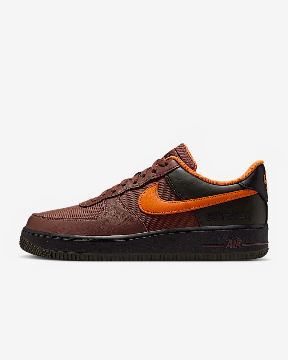 Nike Air Force 1 GORE-TEX 男子空军一号防水运动鞋 - 动物群棕/红杉绿/黑/亮橙色