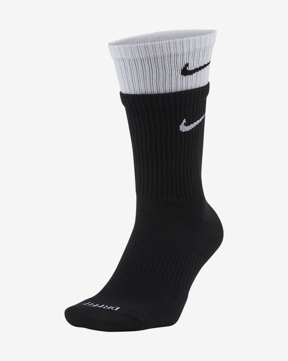 Nike Everyday Plus 舒适速干中筒训练袜（1 双） - 黑/白色/黑