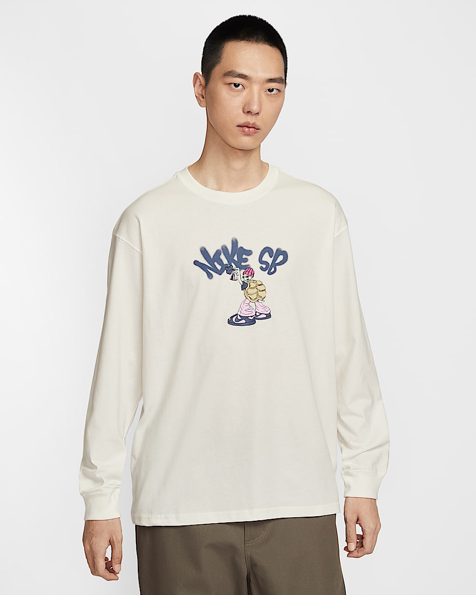 Nike SB 男子滑板长袖T恤 - 帆白