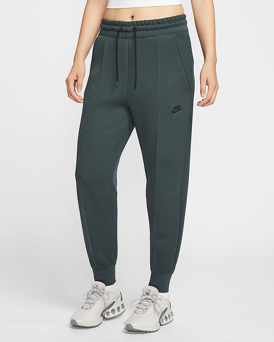 Nike Sportswear Tech Fleece 女子中腰长裤 - 海藻绿/黑