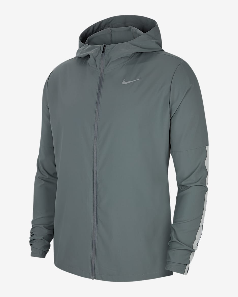 Nike Run Stripe 男子梭织跑步夹克速干反光细节 - 烟灰/雾灰