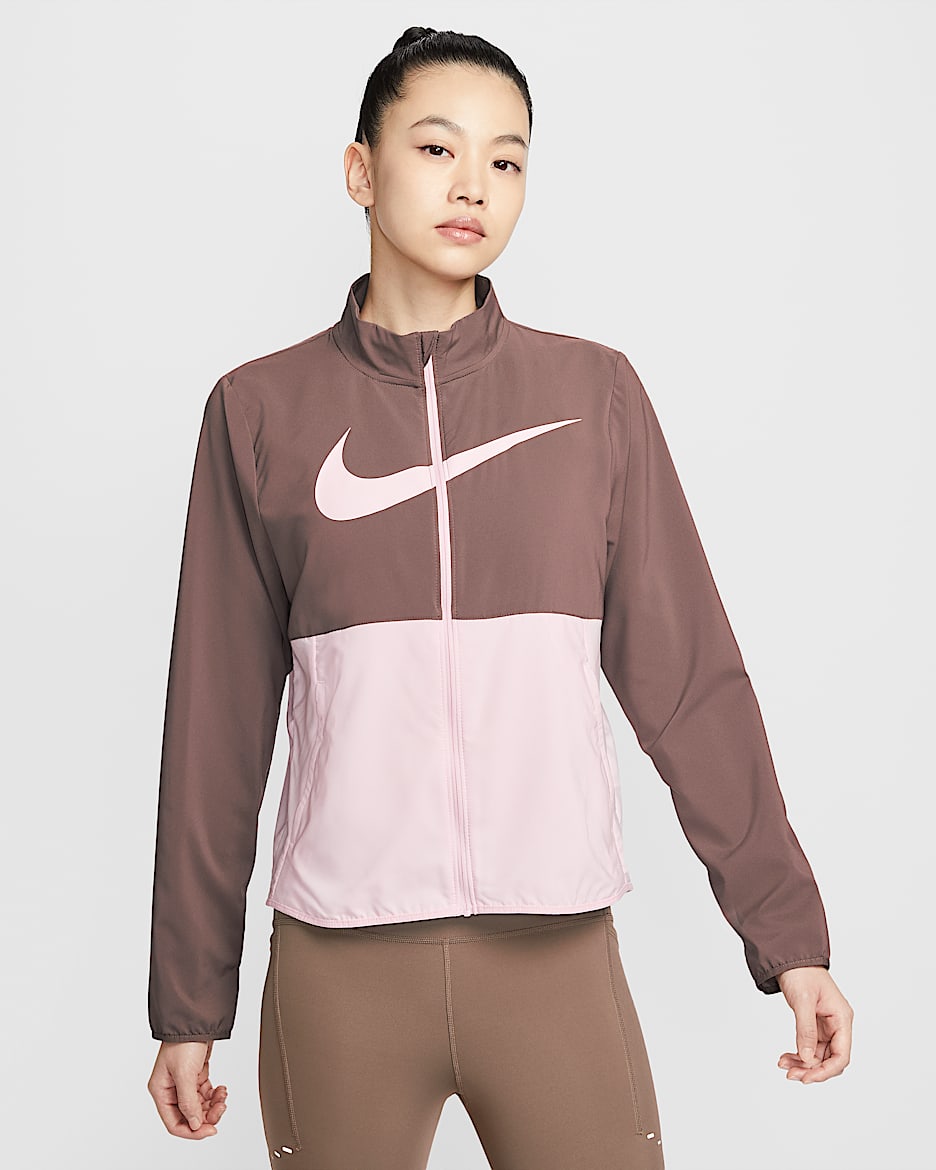 Nike Tempo Swoosh Run Dri-FIT 女子速干跑步夹克 - 图腾黑紫/泡沫粉/泡沫粉