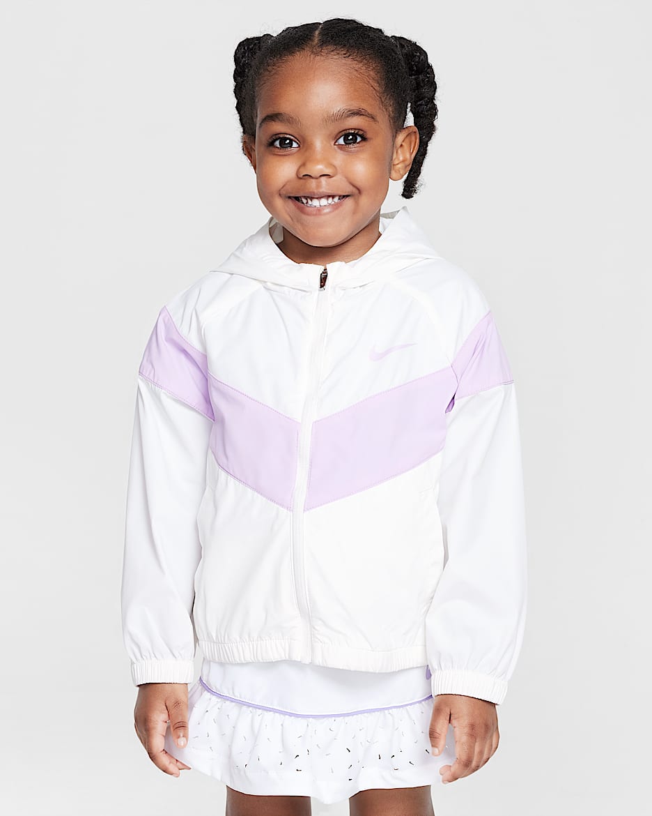 Nike 婴童凉感 V 字形撞色夹克防晒衣 - 白色