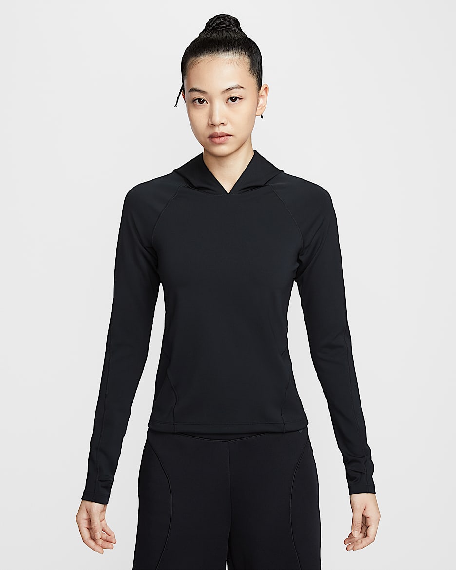 Nike Universa Dri-FIT 女子速干修身连帽长袖上衣 - 黑/煤黑/黑/暗烟灰