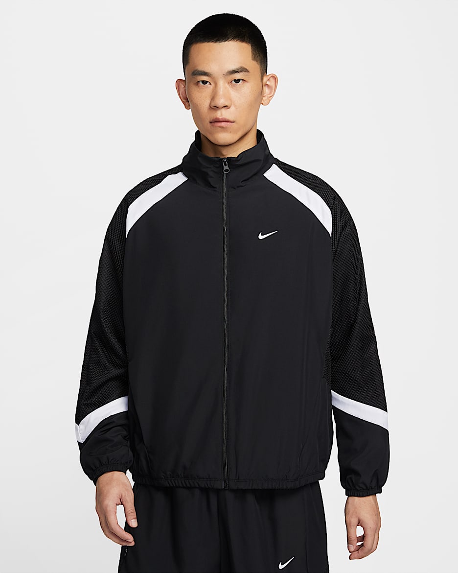 Nike Icon 男子速干梭织薄绒里料篮球夹克 - 黑/黑/白色/白色