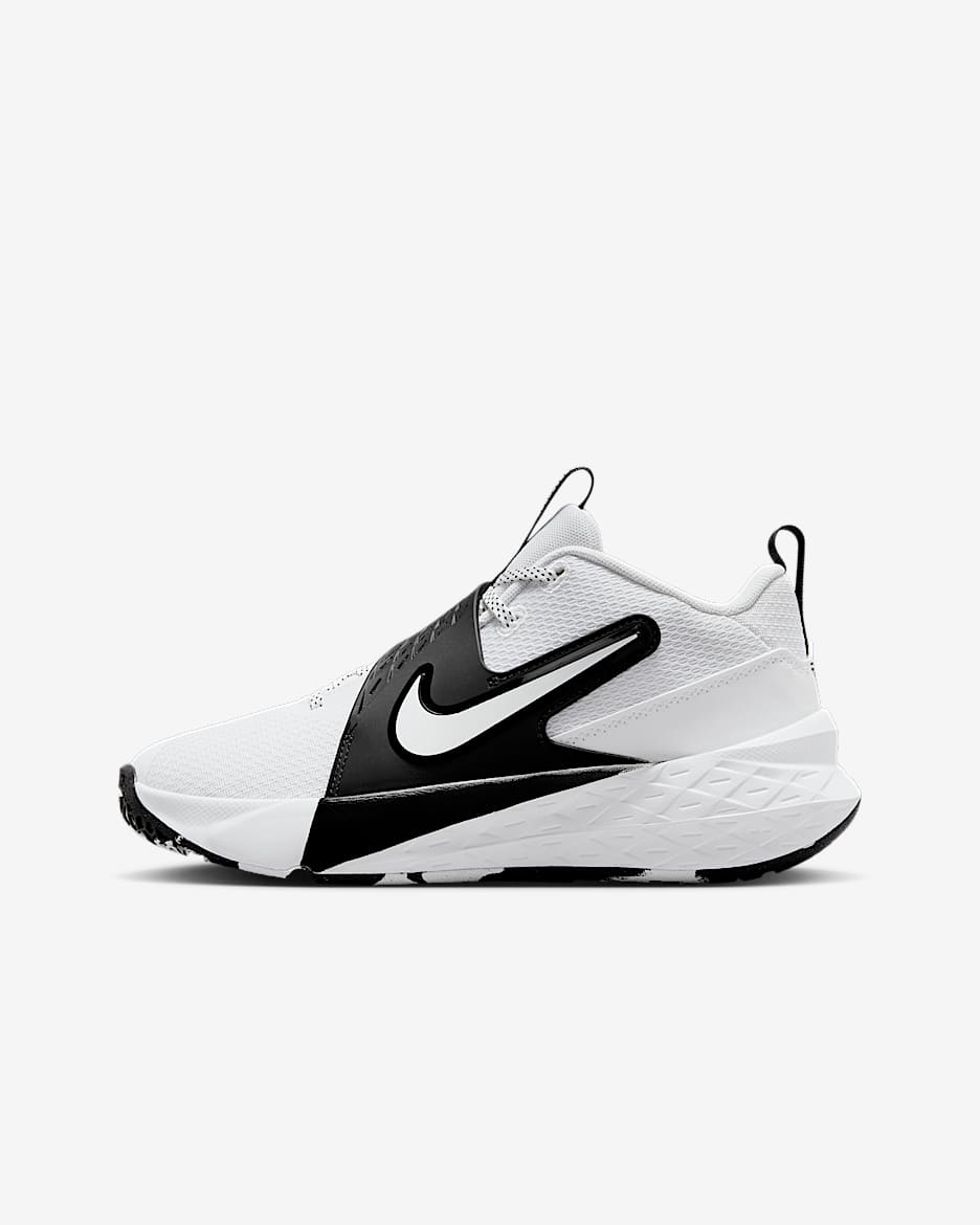 Nike Team Hustle D 12 大童篮球鞋 - 白色/黑/白色