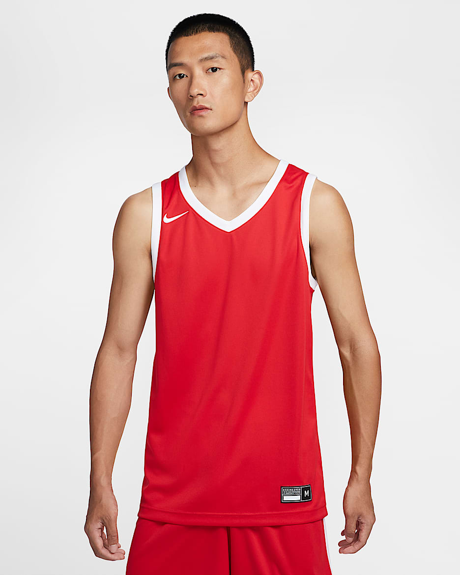 Nike Dri-FIT Stock Crossover 男子速干球衣 - 大学红/白色/白色
