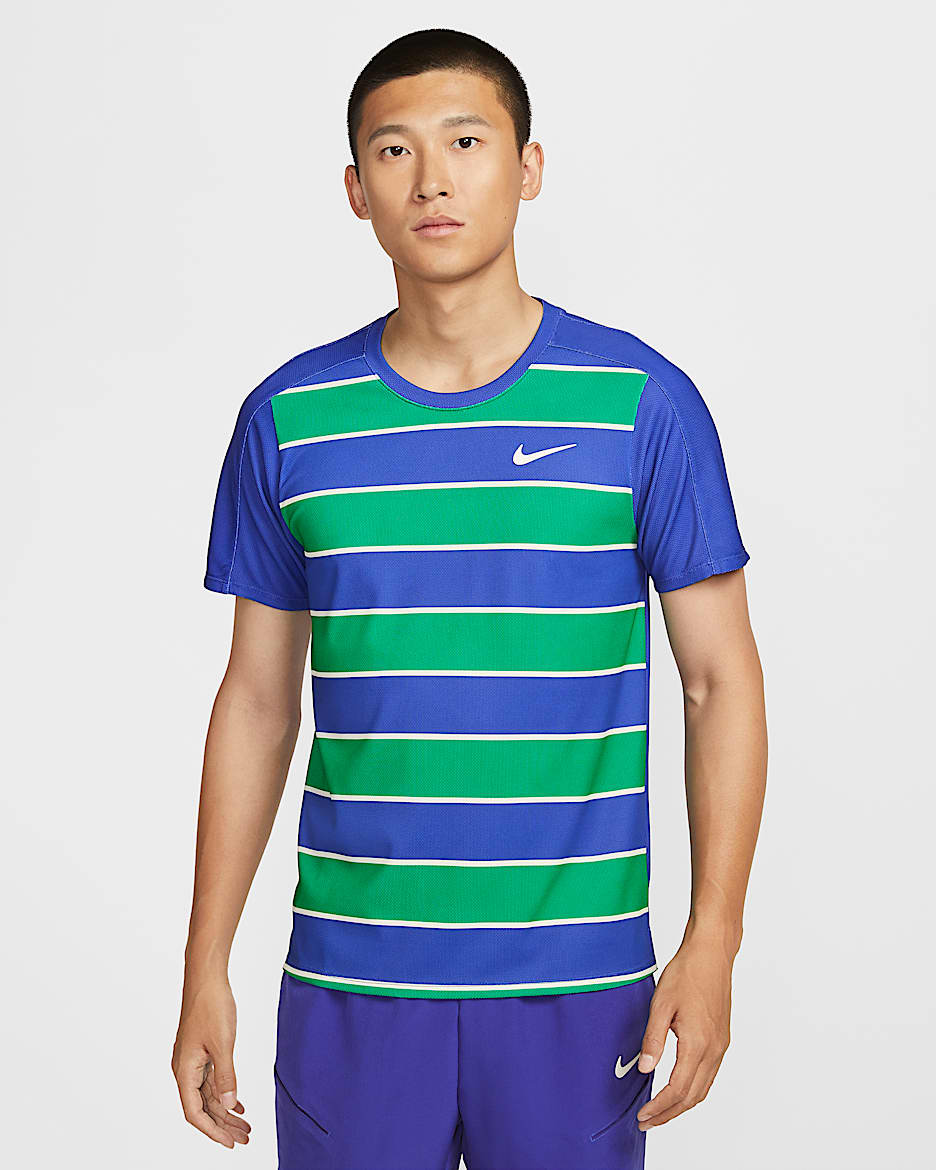 NikeCourt Slam Dri-FIT ADV 网球冠军同款男子速干上衣 - 深夜蓝/白色