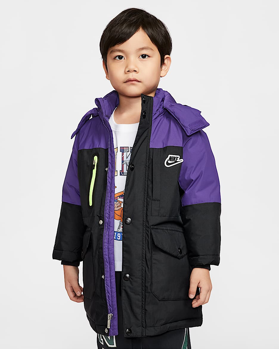 Nike 幼童三防羽绒中长款夹克 - 黑