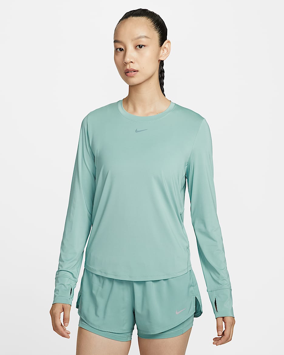 Nike One Classic Dri-FIT 女子透气速干长袖上衣 - 大炮灰/白色