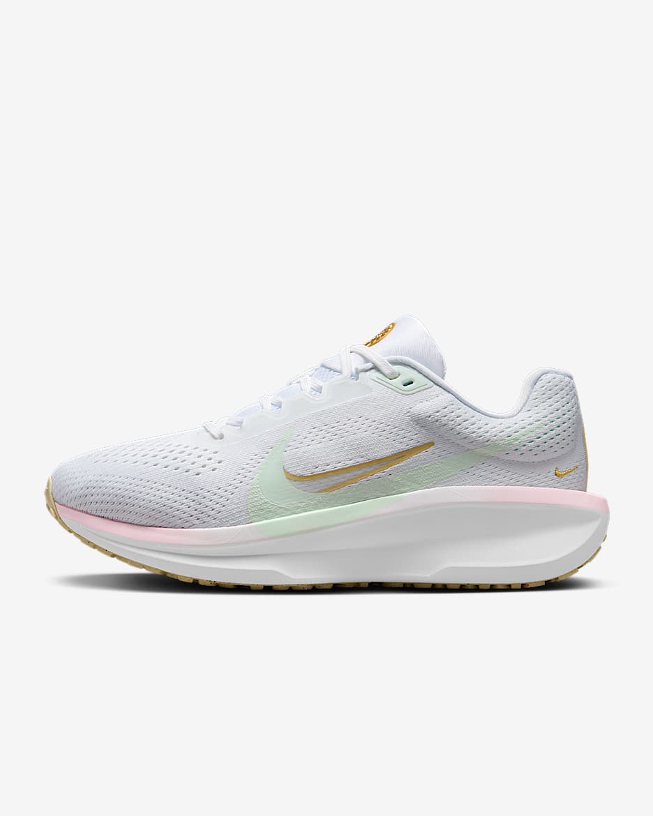 Nike Winflo 11 女子公路跑步鞋 - 微绿/白色/泡沫粉/俏皮粉