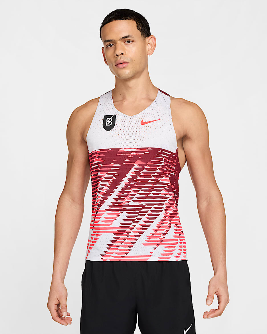 Nike AeroSwift BTC Dri-FIT ADV 男子速干跑步背心 - 白色/队红/亮深红
