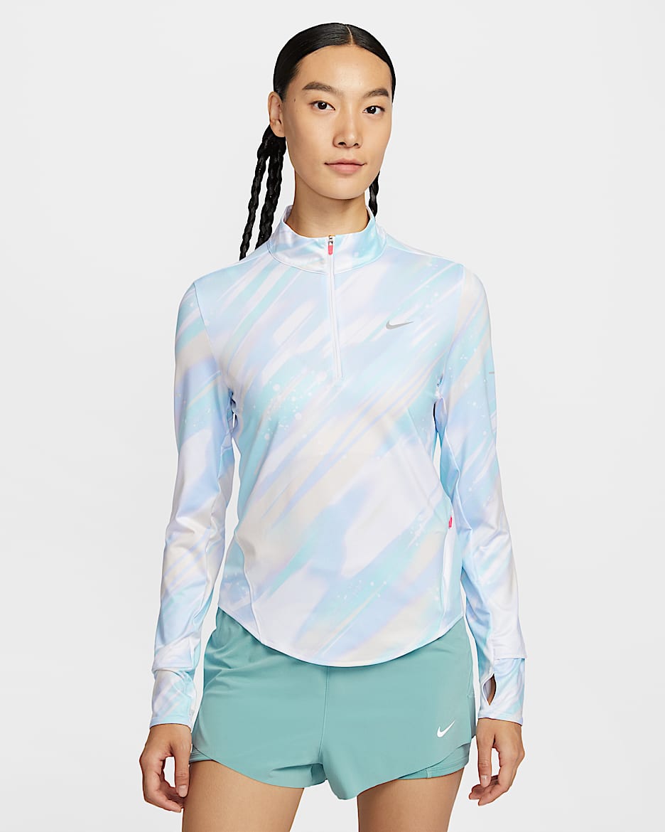 Nike Swift Dri-FIT 女子防晒速干印花跑步上衣 - 浅紫晶