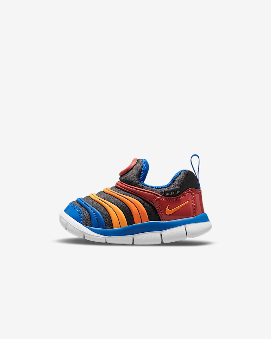 Nike Dynamo Free 耐克毛毛虫婴童一脚蹬易穿脱运动鞋 - 中灰/峡谷锈橙/游戏宝蓝/金桔黄