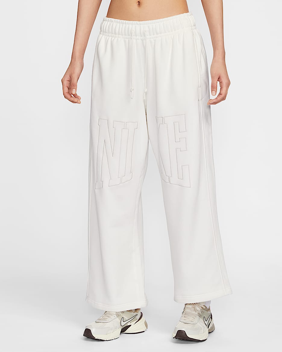 Nike Sportswear 女子中腰 Oversize 风直筒法式毛圈长裤 - 帆白