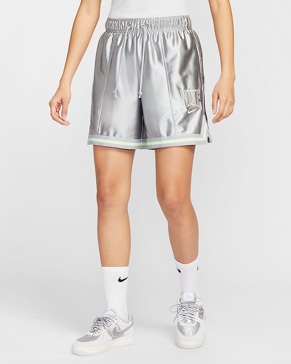 Nike Sportswear 女子宽松中腰图案短裤 - 浅烟灰/微黄绿/微黄绿