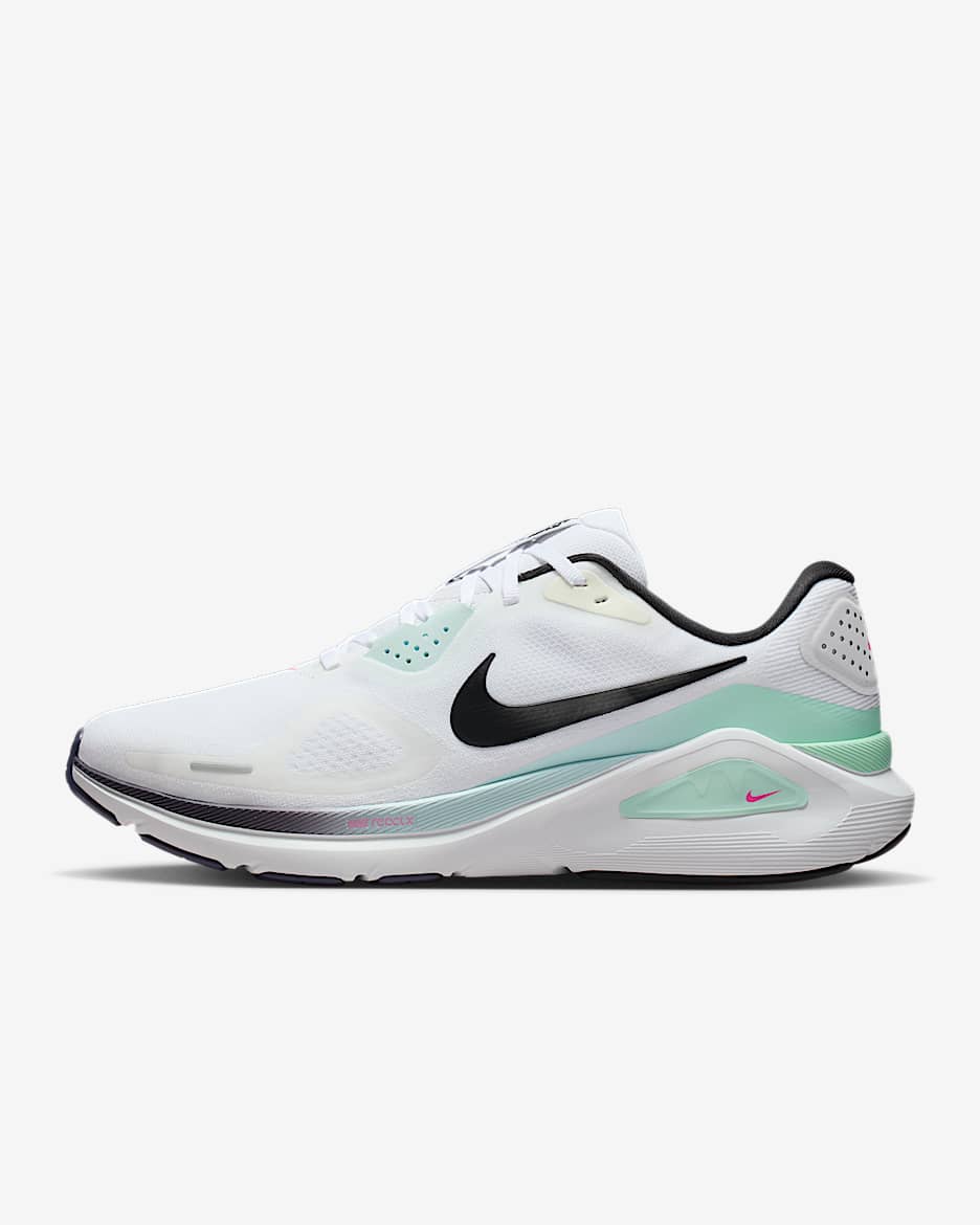 Nike Structure 26 耐克稳程男子公路跑步鞋 - 白色/白色/透明粉/黑