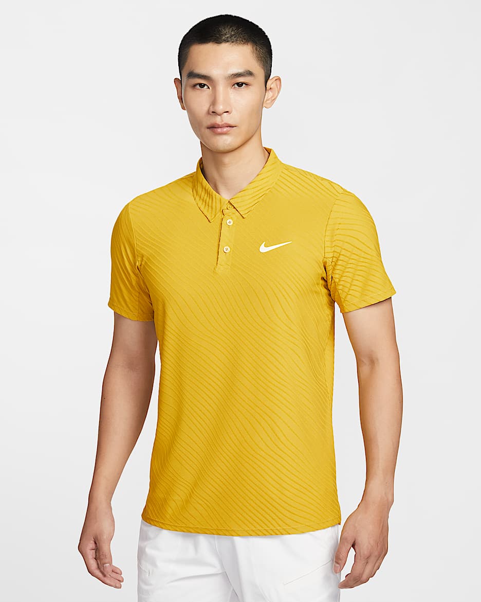 NikeCourt Slam Dri-FIT ADV 扬尼克·辛纳同款男子速干翻领T恤 - 石英藏红花色/草皮橙/白色