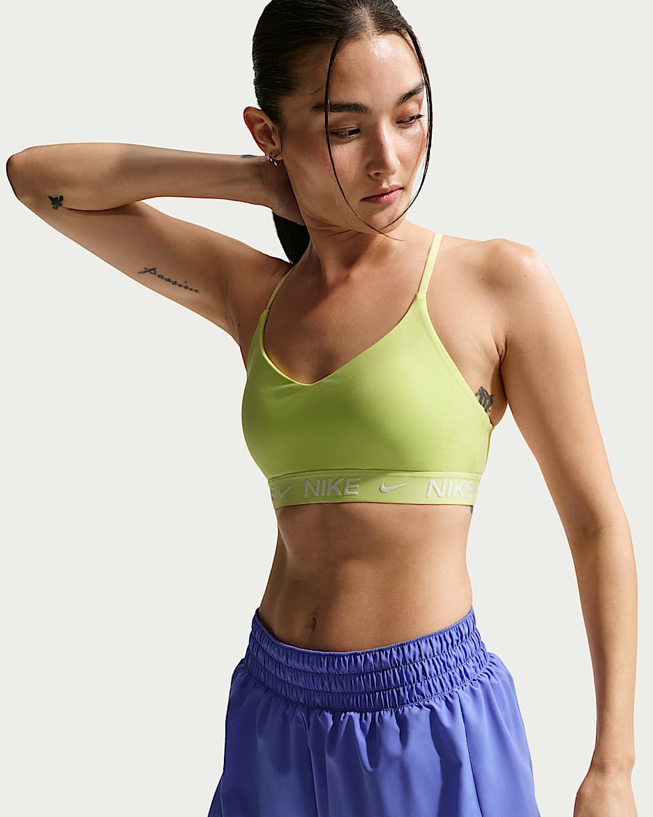 Nike Indy 女子可调节低强度支撑速干衬垫运动内衣 - 浅柠檬黄/浅柠檬黄