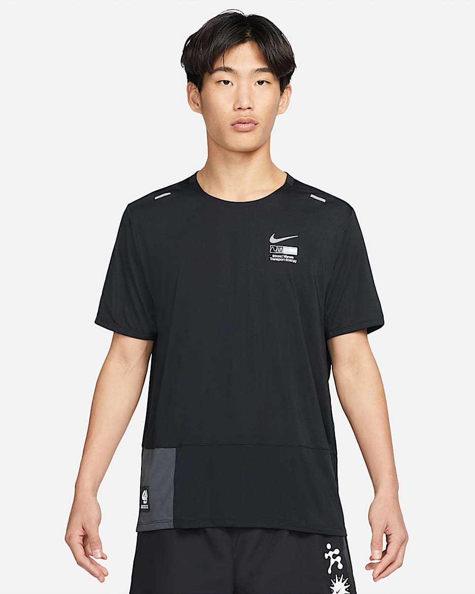 Nike Dri-FIT Wild Run Rise 365 男子短袖跑步上衣 - 黑/煤黑
