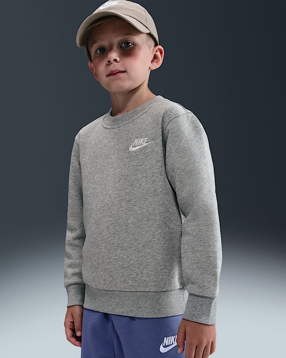 Nike Sportswear Mini Me 幼童校园风加绒圆领上衣 - 调色暗灰