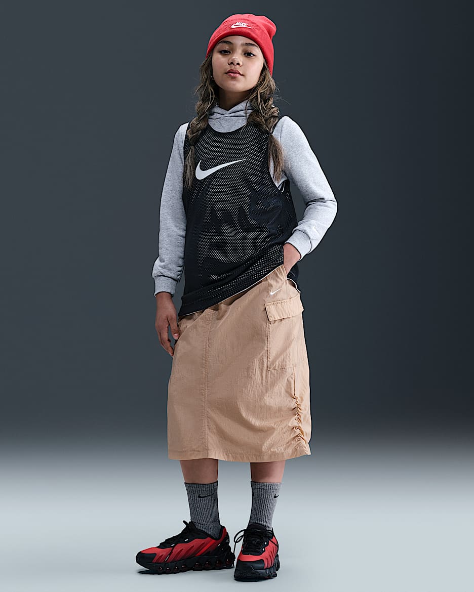 Nike Sportswear 大童（女孩）半身裙 - 麻黄/白色