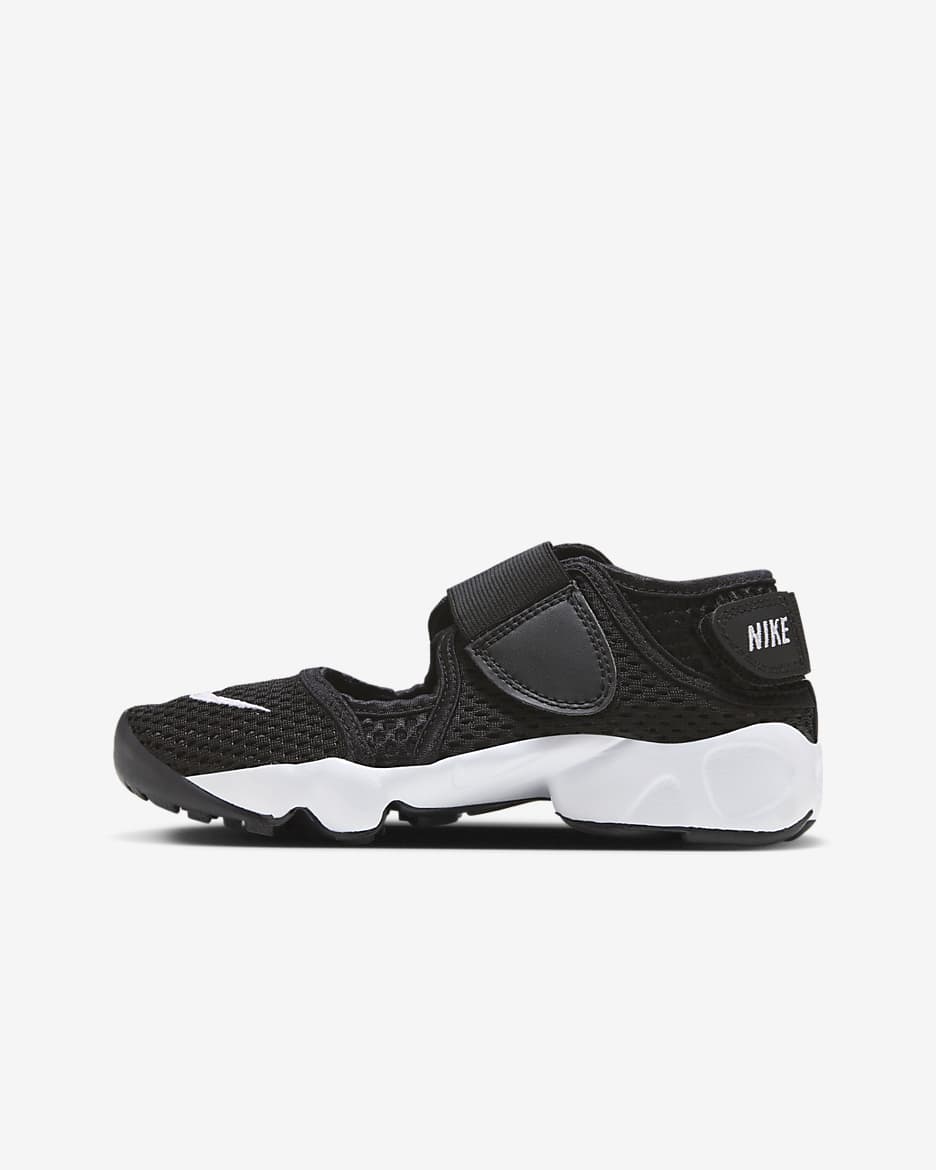 Nike Rift 幼童/大童大网眼透气魔术贴运动童鞋 - 黑/白色