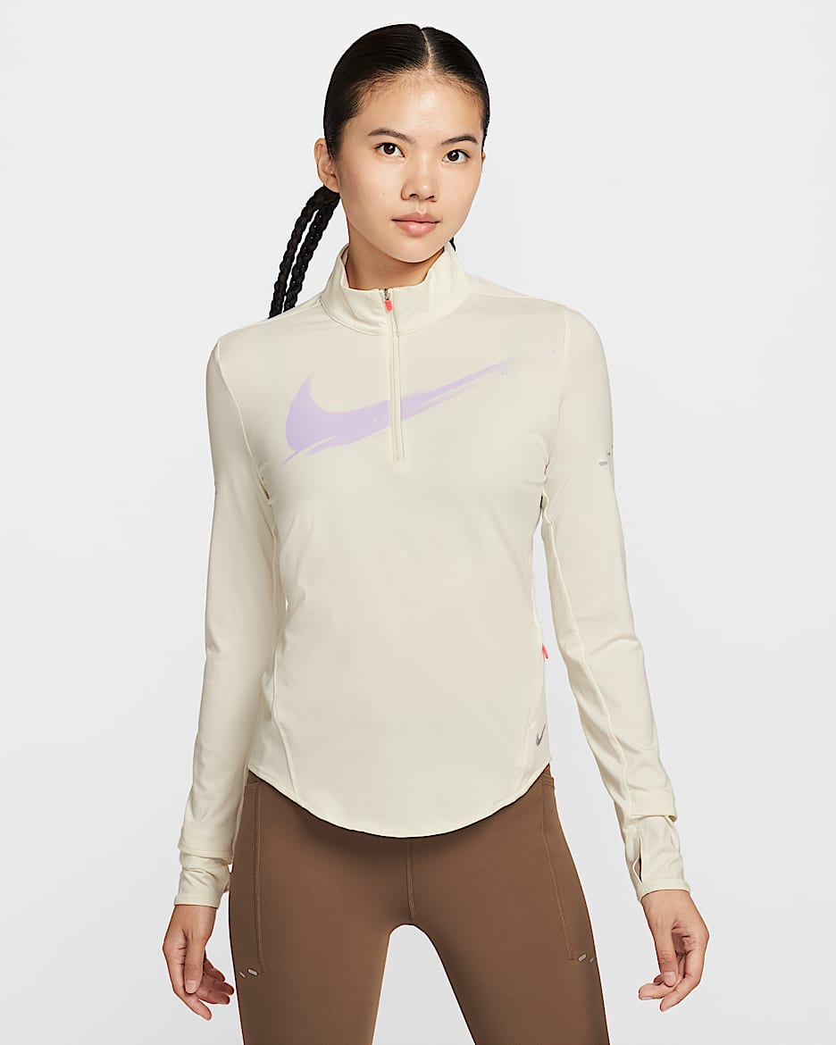Nike Swift Dri-FIT 女子防晒速干跑步上衣 - 珍珠灰