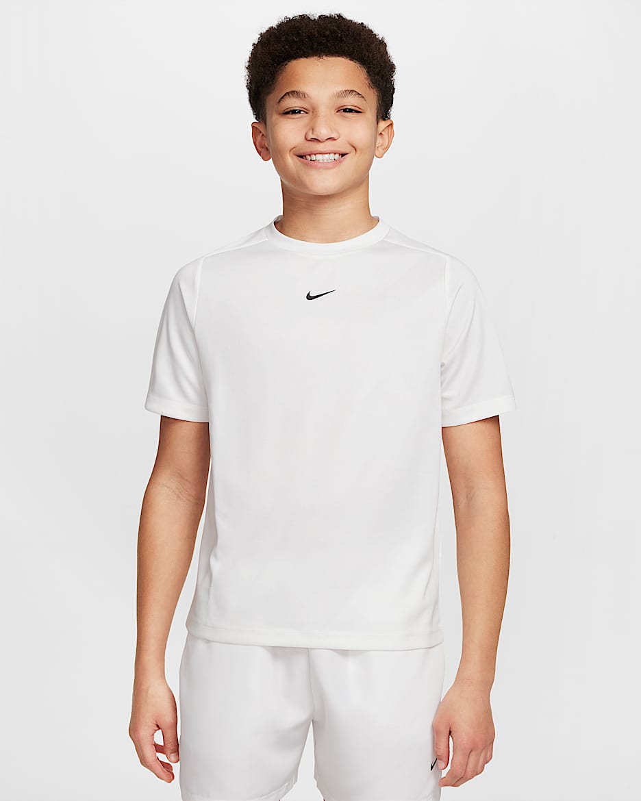 Nike Multi Dri-FIT 大童速干短袖上衣 - 白色/白色/黑