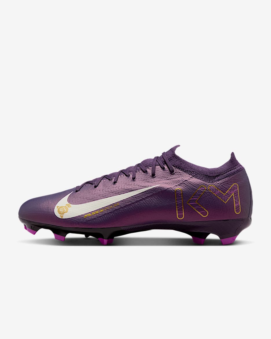 Nike Mercurial Vapor 16 Pro "Kylian Mbappé" 耐克刺客系列姆巴佩男/女天然硬质草地低帮足球鞋 - 华丽紫/淡象牙白