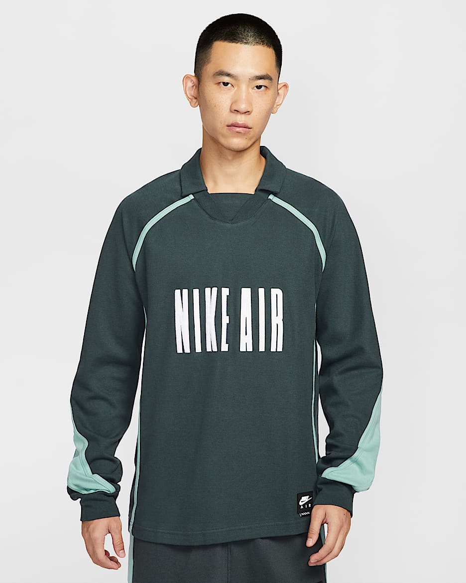 Nike Air 男子长袖足球上衣 - 海藻绿/加农绿/白色