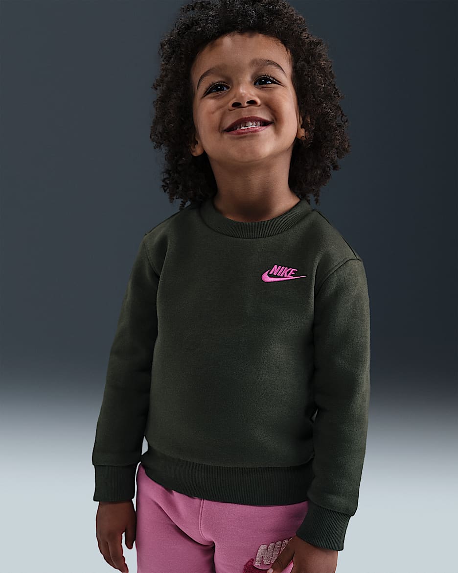 Nike Sportswear Mini Me 婴童校园风加绒圆领上衣 - 红杉绿